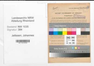 Entnazifizierung Johannes Jellissen , geb. 04.04.1899 (Angestellter)