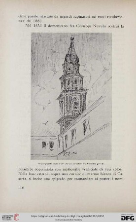 Il Campanile visto dalle stanze orientali del Chiostro grande