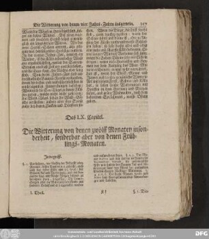 Das LX. Capitel. Die Witterung von denen zwölff Monaten insonderheit, sonderbar aber von denen Frühlings-Monaten.