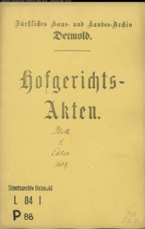 Plette, Konrad, Bürgermeister zu Lemgo gegen Hermann Edler - Schuldforderung