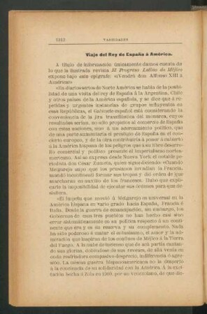 Viaje del Rey de España á América.