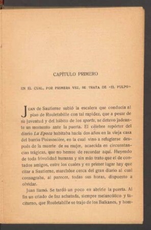 Capítulo primero - En el cual, por primera vez, se trata de "El Pulpo"