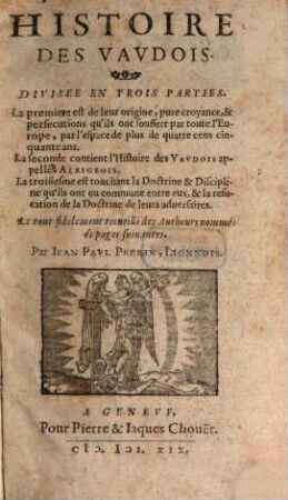 Histoire des Vaudois : divisee en trois parties
