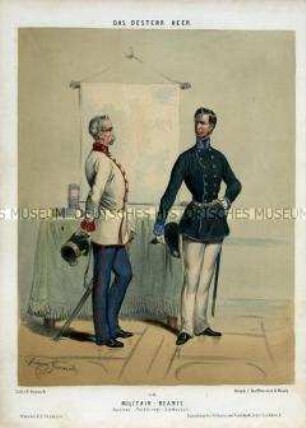 Uniformdarstellung, Auditor und Feldkriegs-Kommissär, Österreich, 1848/1854. Tafel 150 aus: Gerasch: Das Oesterreichische Heer.
