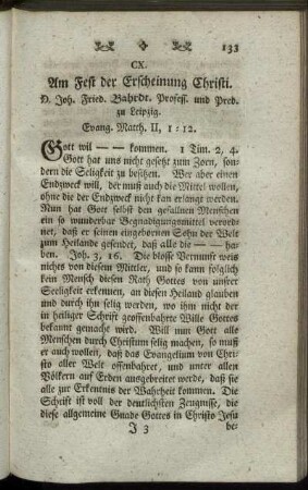 CX. Am Fest der Erscheinung Christi. Evang. Matth.II, 1-12.