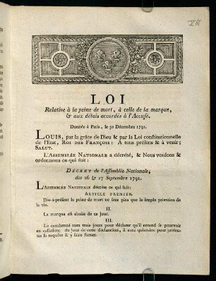 Loi. Relative à la peine de...