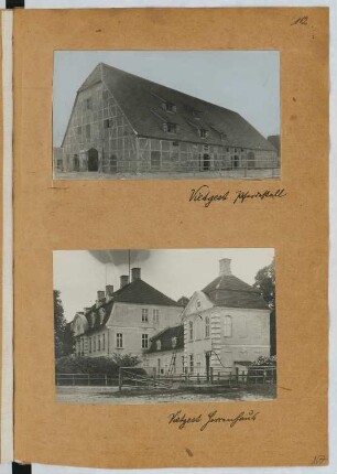 Herrenhaus Vietgest, Güstrow: Ansicht Herrenhaus, Ansicht Pferdestall (aus: Skizzen- und Fotoalbum 25)
