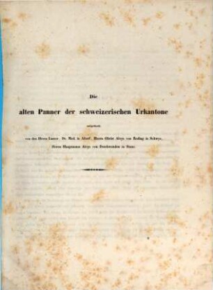 Die alten Panner der schweiz. Urkantone