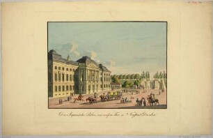 Das Japanische Palais und das Leipziger Tor (Weißes Tor) am Palaisplatz in Dresden, Blick nach Nordwesten