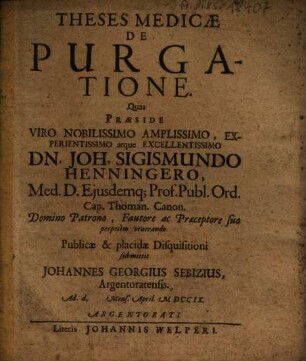 Theses medicae de purgatione