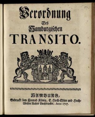 Verordnung Des Hamburgischen Transito