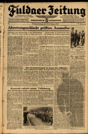 Ausgabe vom Samstag, den 15. Januar 1944.