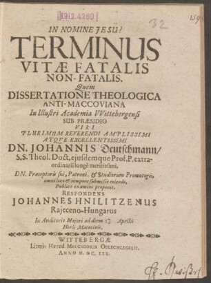 Terminus Vitae Fatalis Non-Fatalis