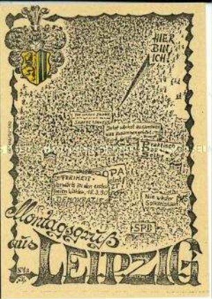 Postkarte zur Leipziger Montagsdemonstration, Nr.1a