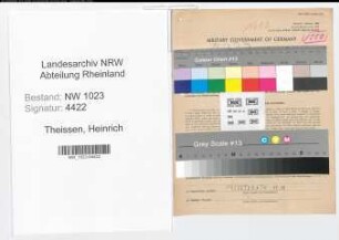 Entnazifizierung Heinrich Theissen , geb. 26.09.1905 (Bauunternehmer)