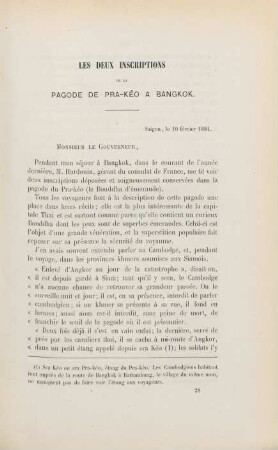 Les deux inscriptions de la pagode de Pra-kéo à Bangkok