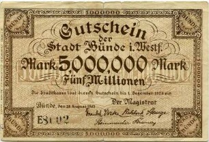 Gutschein - 5 Mill. Mark