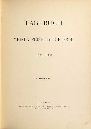 Tagebuch meiner Reise um die Erde : 1892-1893, 2