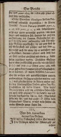 III. Von den Autoribus der teutschen Gesänge.