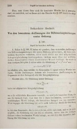 Sechzehnter Abschnitt. Von den besonderen Auflösungen der Differentialgleichungen erster Ordnung.