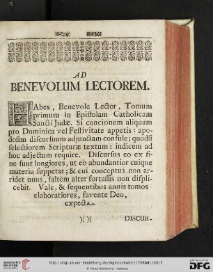 Ad Benevolum Lectorem