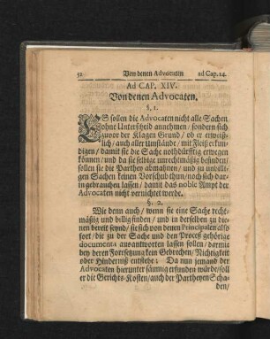 Ad Cap. XIV. Von denen Advocaten. § I. - 14.