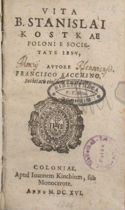 Vita B. Stanislai Kostkae Poloniae Societate Iesv