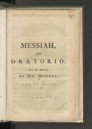 Messiah : An Oratorio