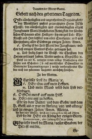 Gebett nach den gebettenen Tagzeiten.
