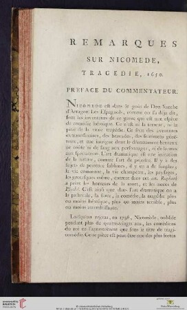 Remarques sur Nicomede, Tragédie, 1650