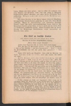 Ein Brief an deutsche Knaben