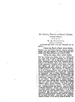 De Colace, Naevii et Plauti fabula, Commentatio