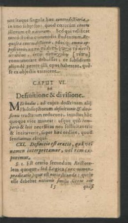 Caput VI. De Definitione & divisione.