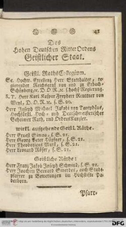 Des Hohen Deutschen RitterOrdens Geistlicher Staat