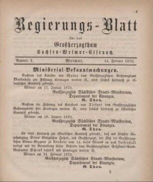 Nr. 2 : 14. Februar 1870