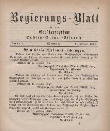 Nr. 2 : 14. Februar 1870
