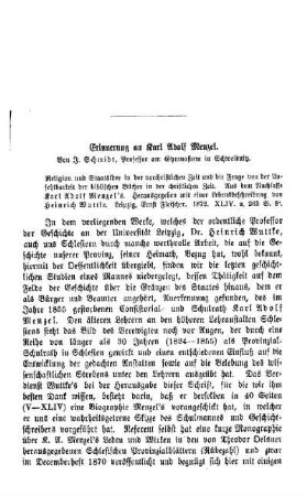 Erinnerung an Karl Adolf Menzel