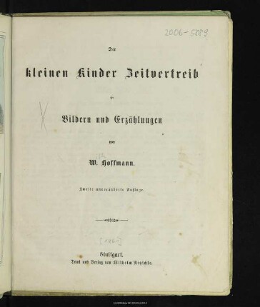 Der kleinen Kinder Zeitvertreib : in Bildern und Erzählungen
