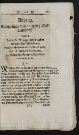 Anhang. Evangelische Historie im Ertz-Stifft Saltzburg