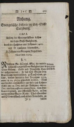 Anhang. Evangelische Historie im Ertz-Stifft Saltzburg