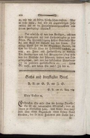 Sechs und dreyßigster Brief. - Vierzigster Brief.