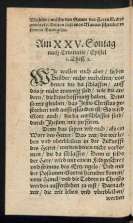 Am XXV. Sontag nach Trinitatis ...