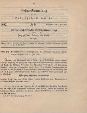 9. Ministerialbekanntmachung, die Thüringisch-Anhaltische Staatslotterie betreffend, vom 1. Juli 1897