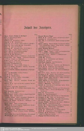 Inhalt des Anzeigers