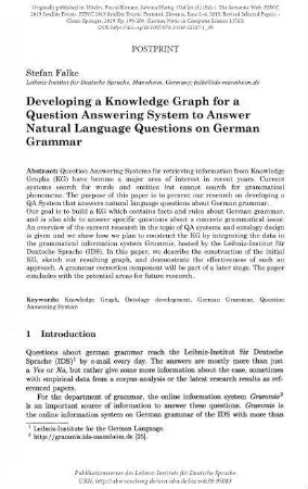 Developing a Knowledge Graph for a Question Answering System to Answer Natural Language Questions on German Grammar