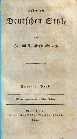 Ueber den Deutschen Styl, 2