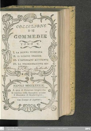 Amore e Vendetta o sia la Donna prussiana : commedia del Signor Avelloni detto Il Poetino