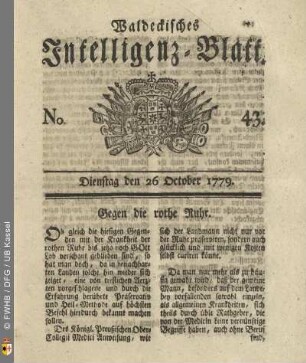 No. 43., Dienstag den 26 October 1779