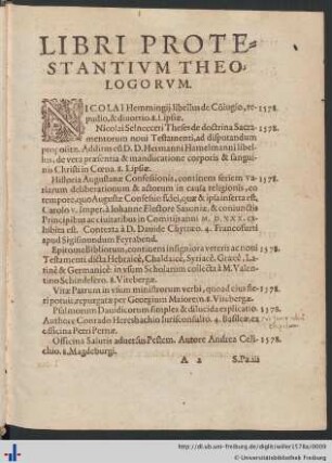 Libri Protestantivm Theologorvm.