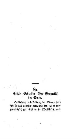 Etliche Gedanken über Gymnastik der Sinne